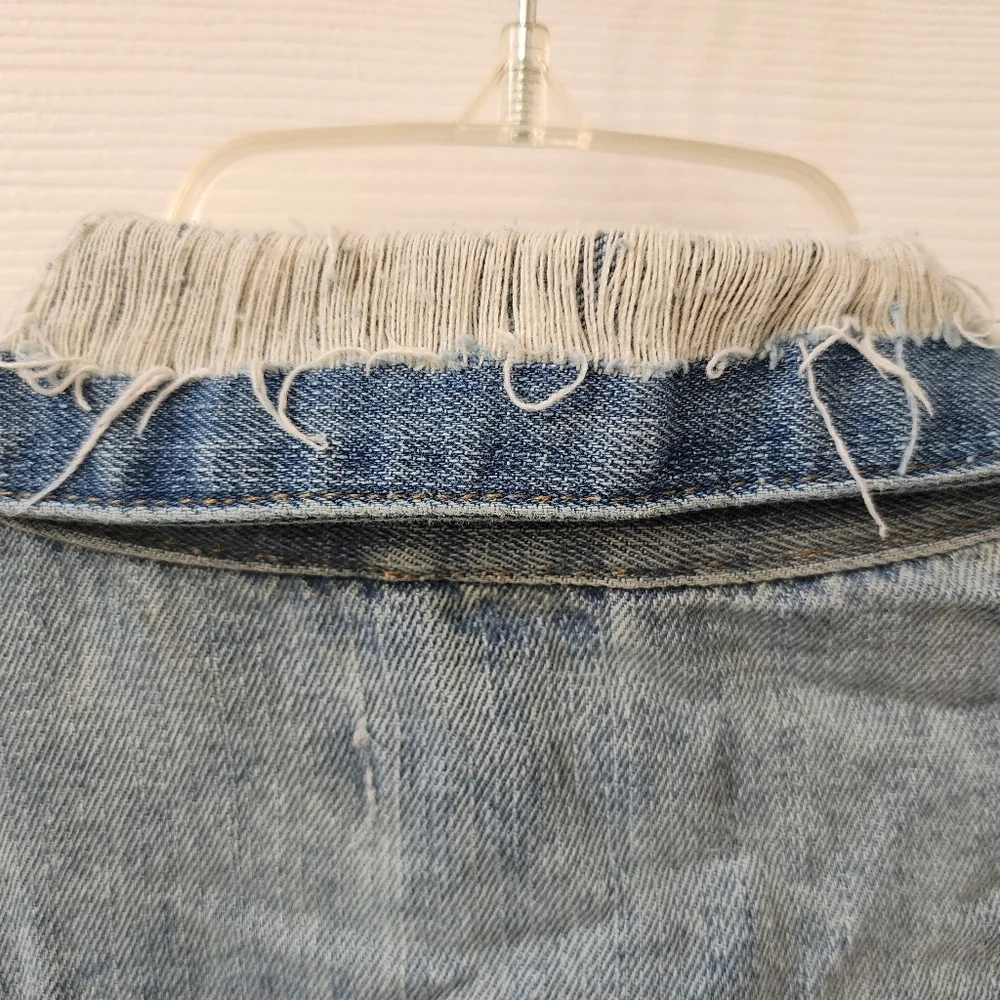 Ci Sono Distressed Light Wash Denim Trucker Jacket - Small - Edgy Streetwear - Picture 10 of 15
